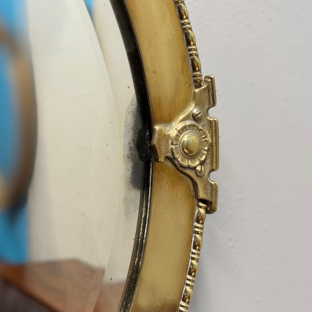 Edwardian brass oval mirror with bevelled glass View IV