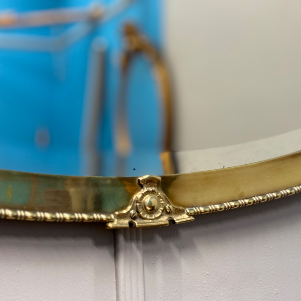 Edwardian brass oval mirror with bevelled glass View V