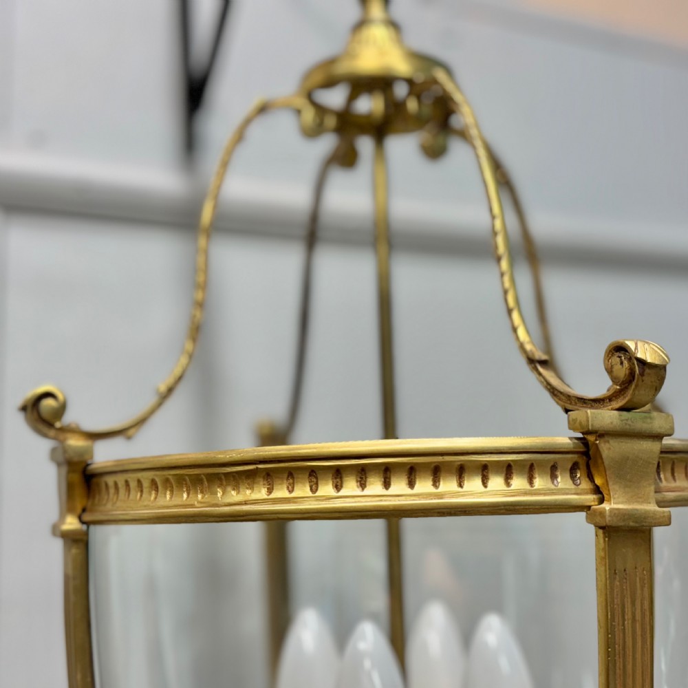 Hanging brass lantern with ceiling rose View IV