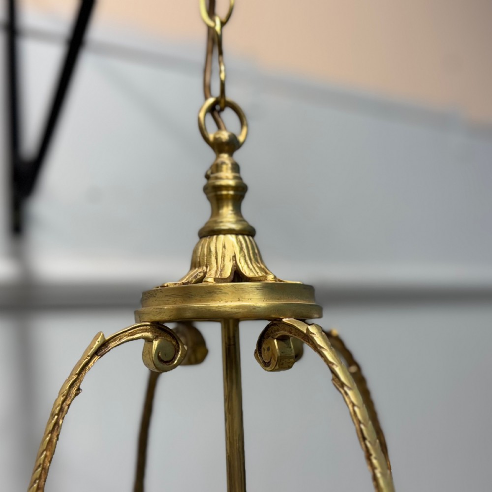 Hanging brass lantern with ceiling rose View VI