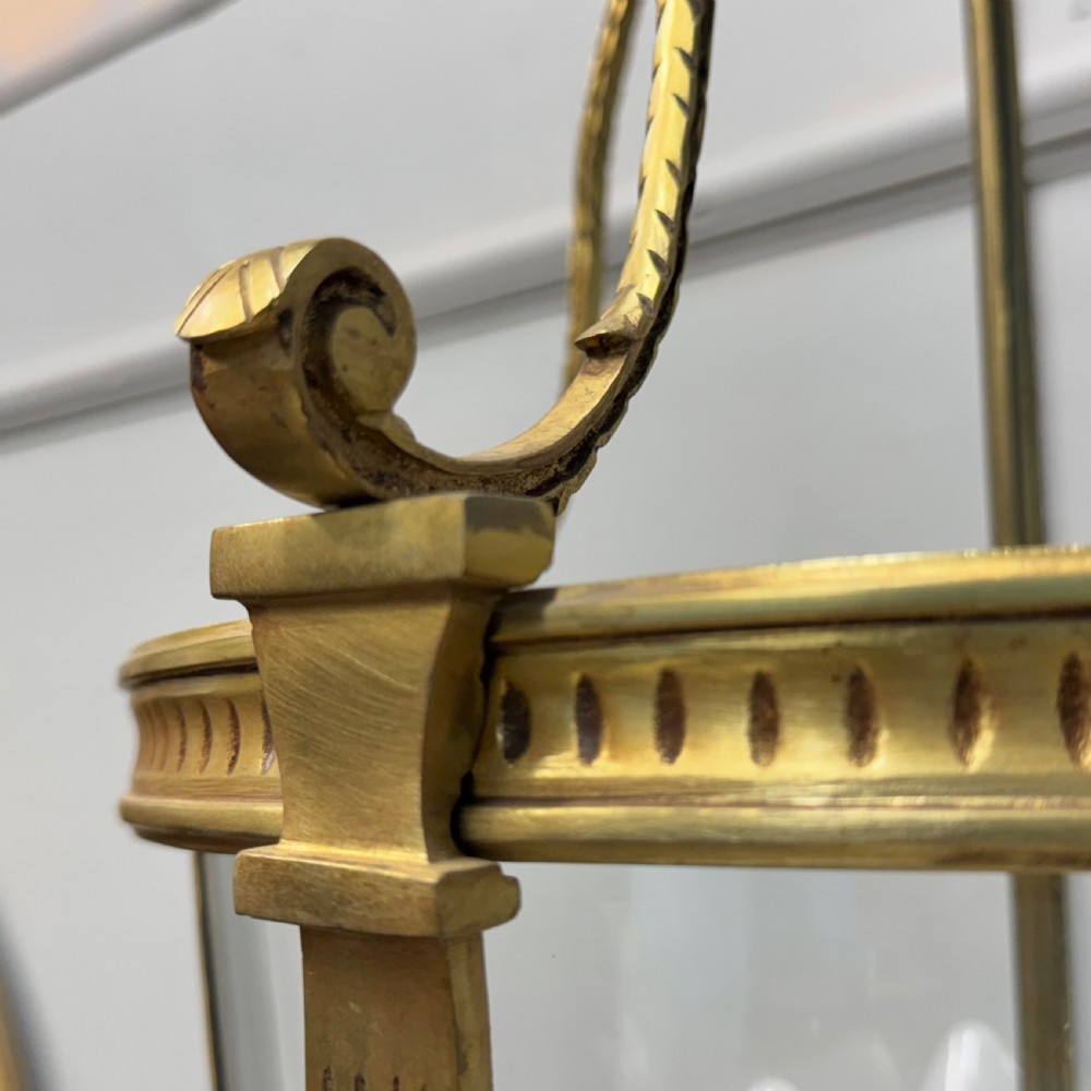Hanging brass lantern with ceiling rose View VII