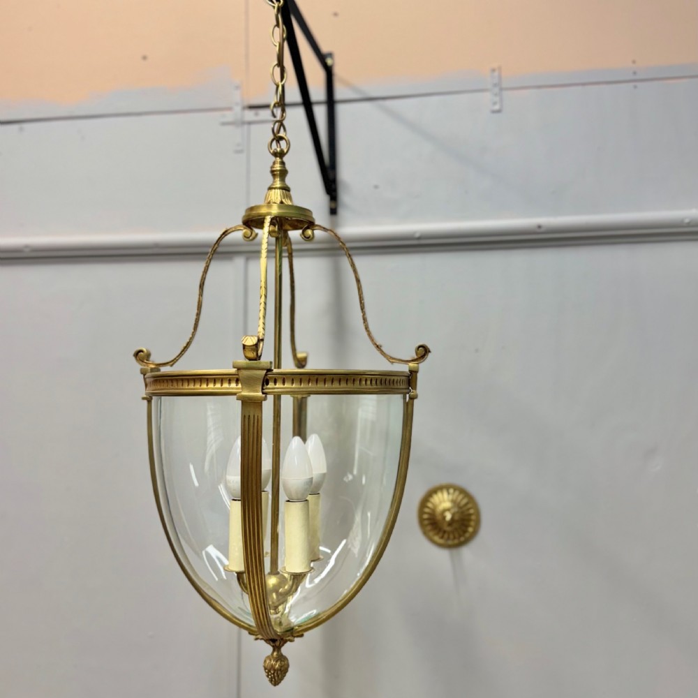 Hanging brass lantern with ceiling rose View IX