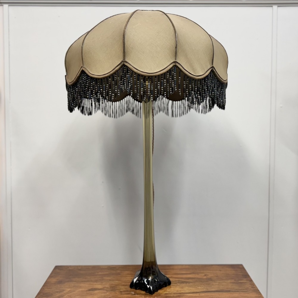 Large Art Deco glass lamp with original shade