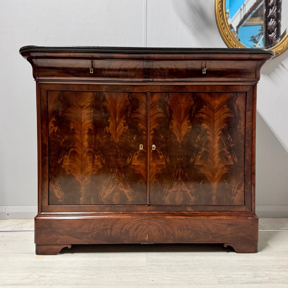 Unusual French marble top buffet server