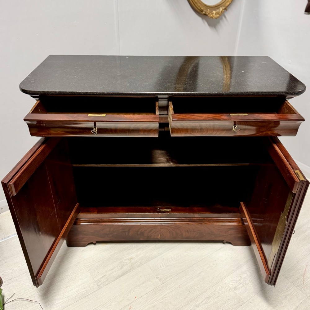 Unusual French marble top buffet server View II