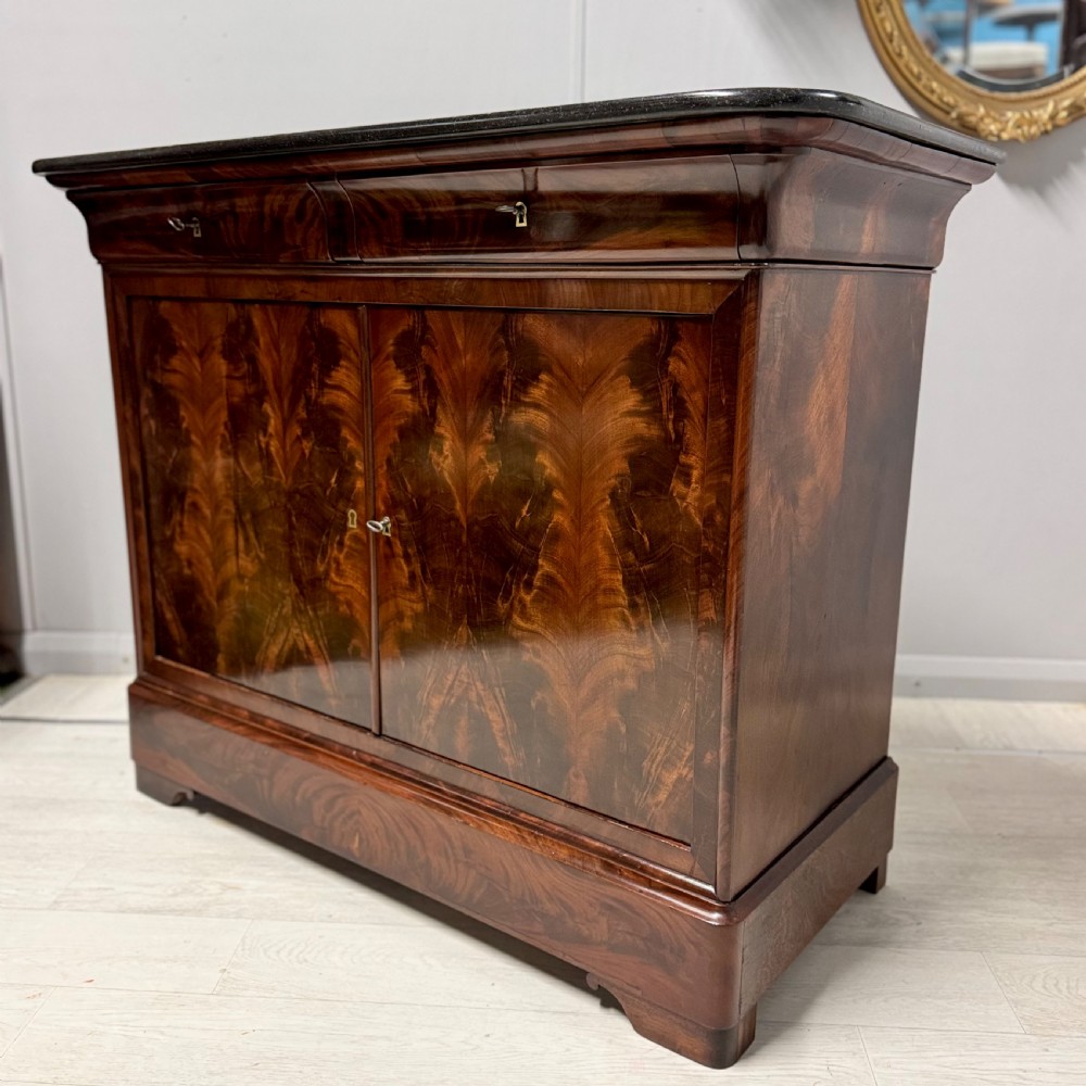 Unusual French marble top buffet server View III