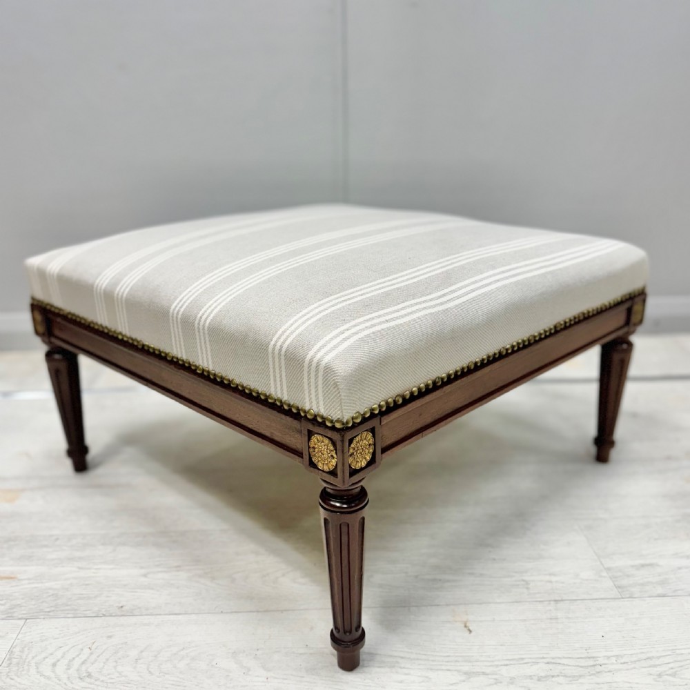 Newly upholstered French square footstool