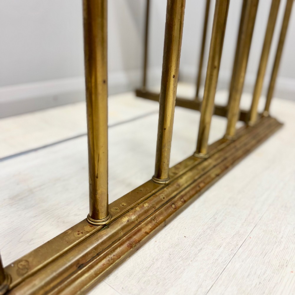 19th century brass club fender with leather seat View V