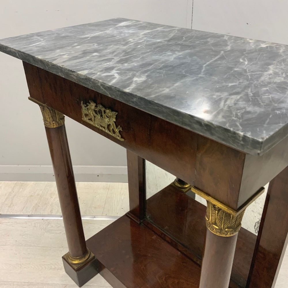 French Empire marble top console table with mirror back View IV