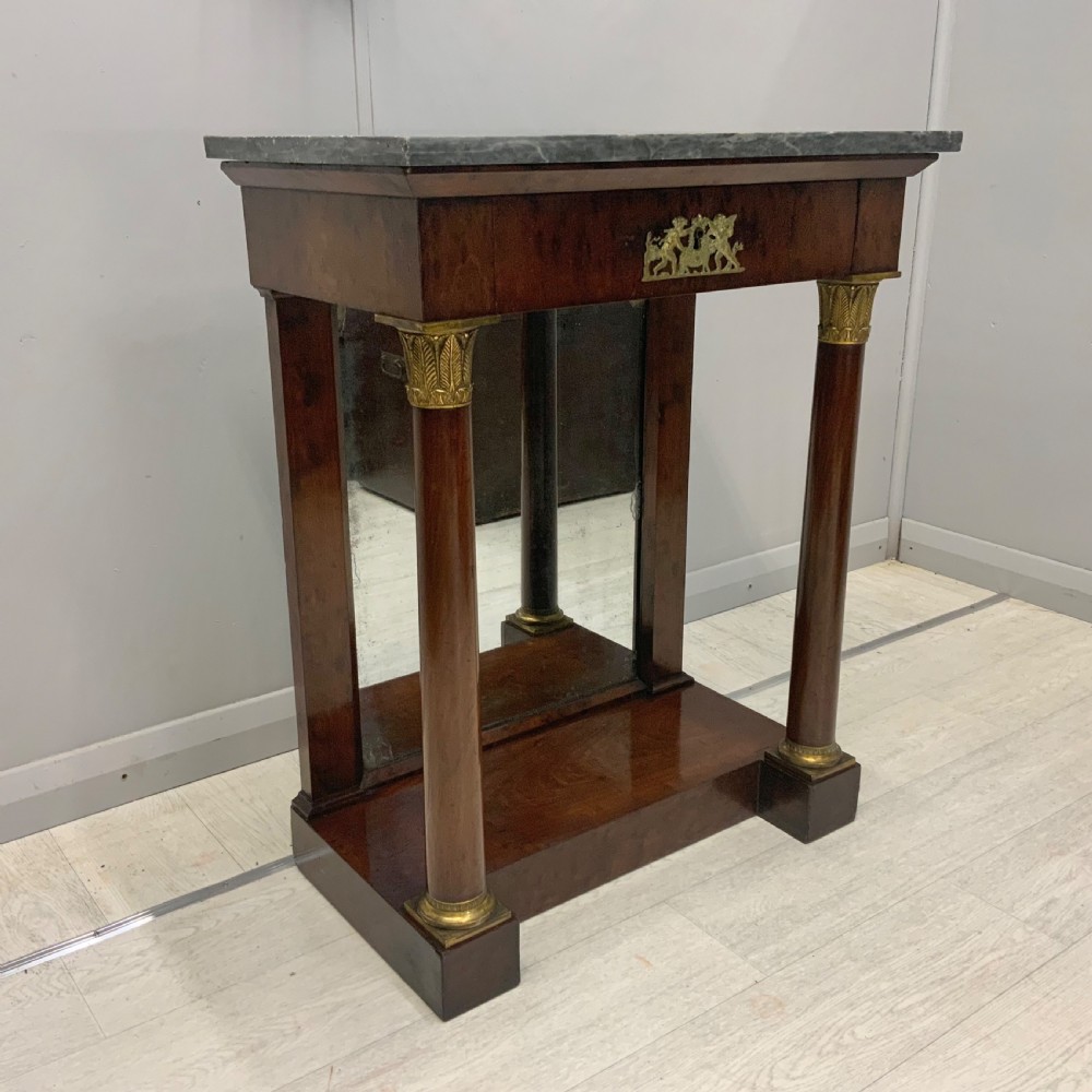 French Empire marble top console table with mirror back View VI