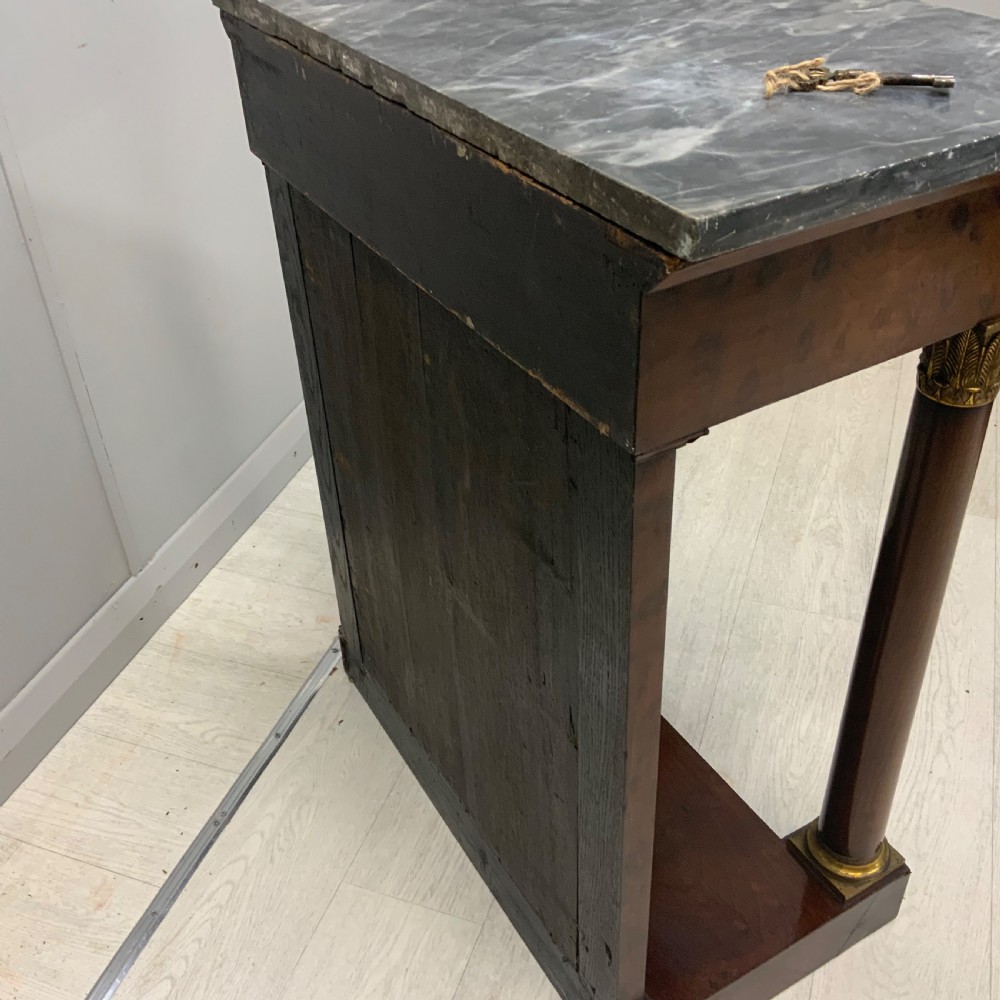 French Empire marble top console table with mirror back View IX