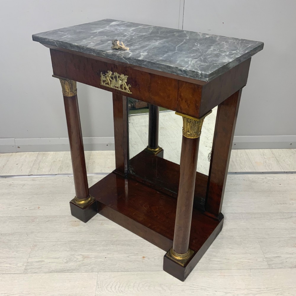French Empire marble top console table with mirror back View X