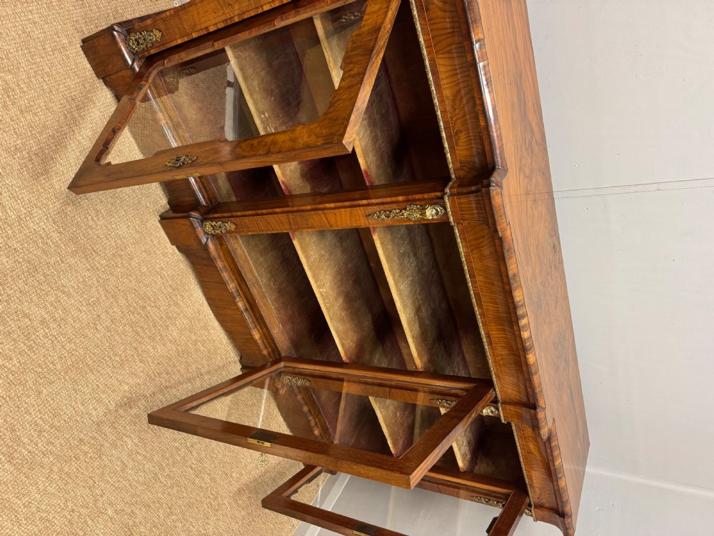 Breakfront bookcase in figured walnut View VIII