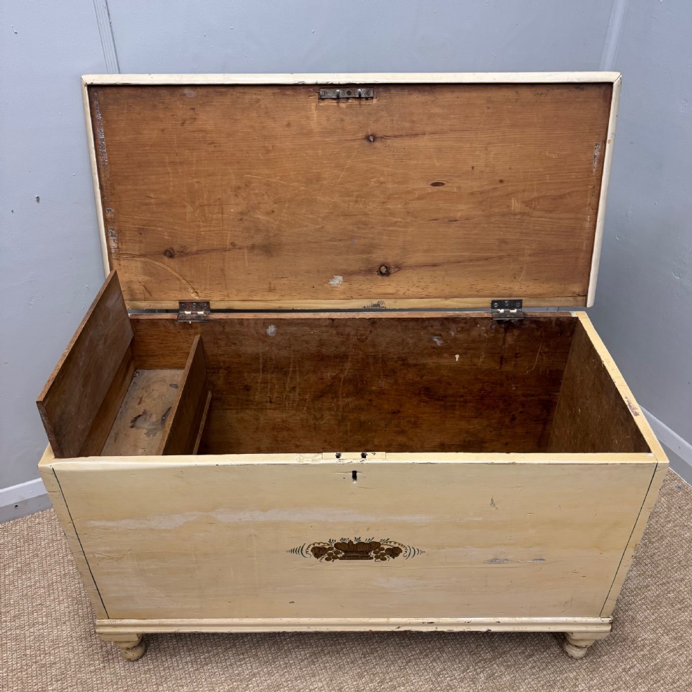 19th century painted blanket box  View II