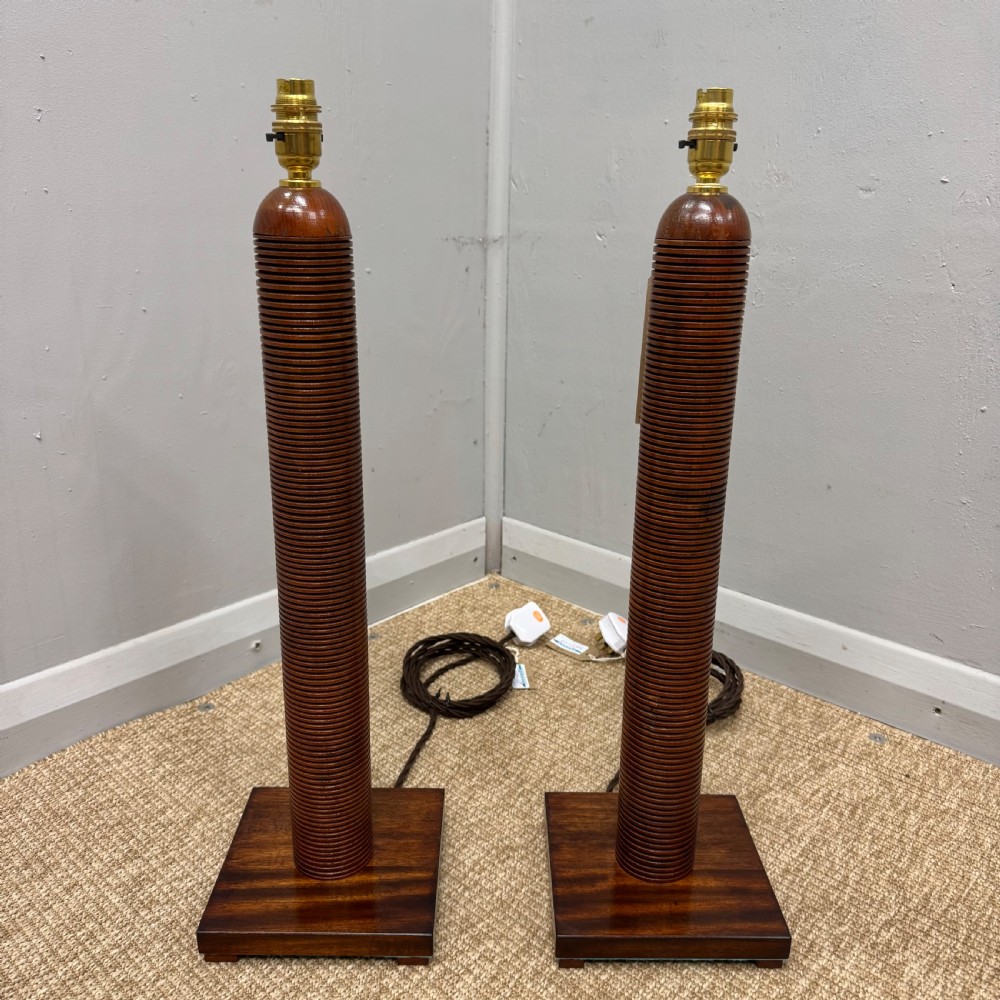 Pair of Victorian mahogany lamps (inc p&p) View V