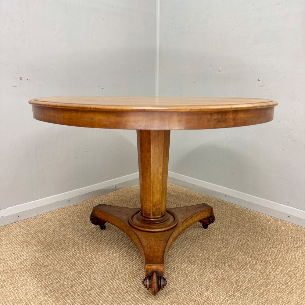 Bleached round mahogany tilt top centre table  View II