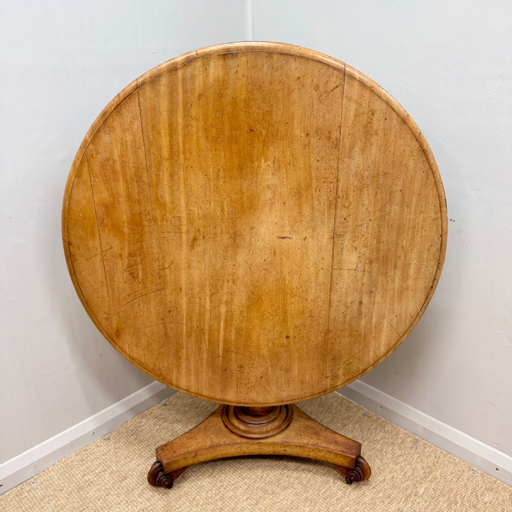 Bleached round mahogany tilt top centre table  View IV