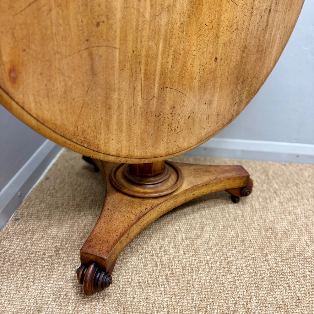 Bleached round mahogany tilt top centre table  View V