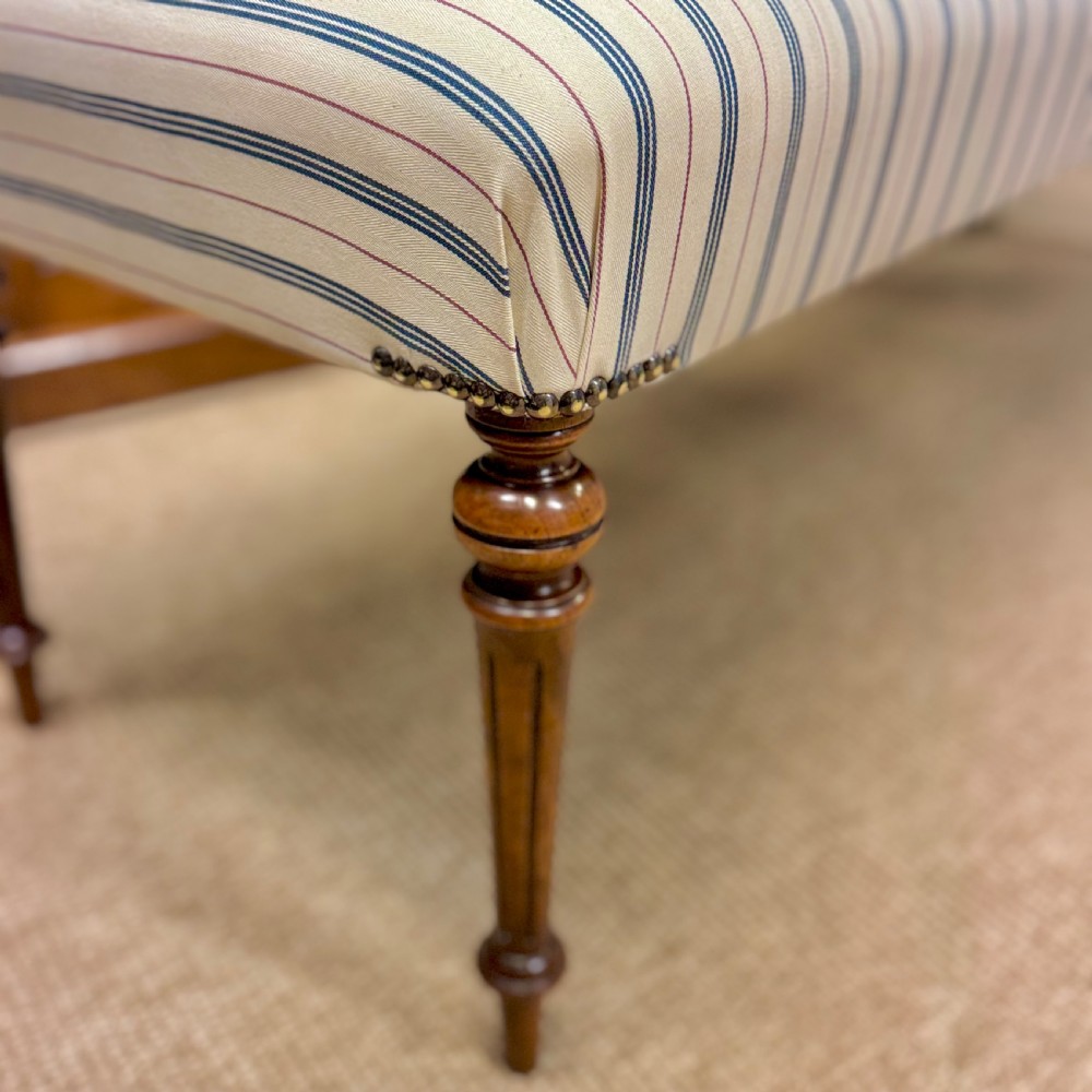 154cm long stool in buttoned ticking stripes View VI