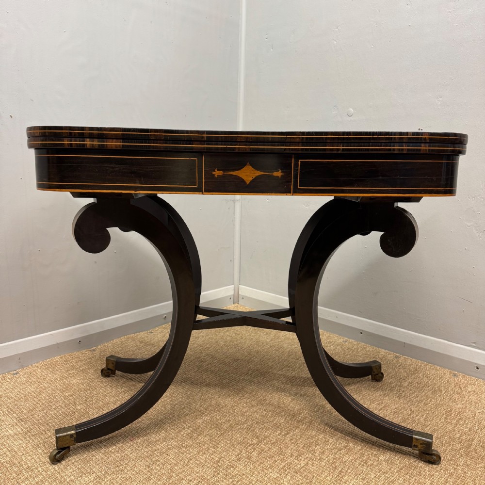 Regency ebonised fold over games table