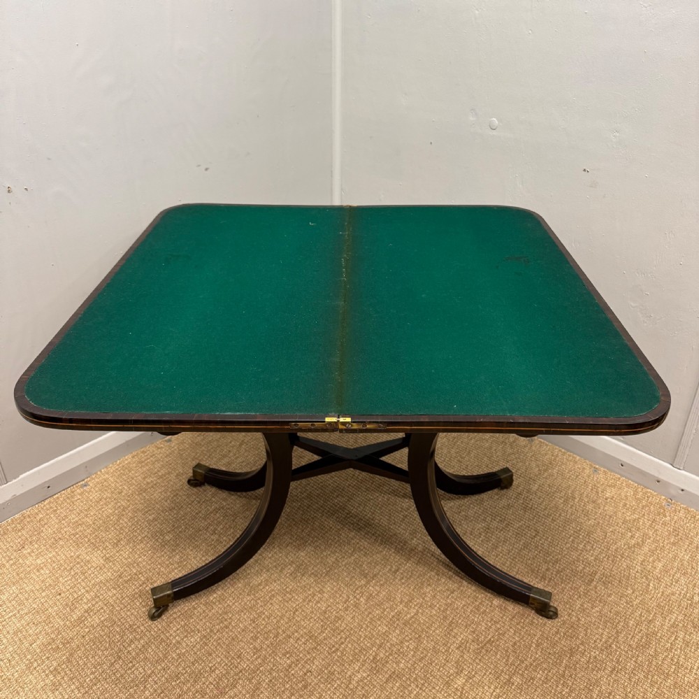 Regency ebonised fold over games table View VII