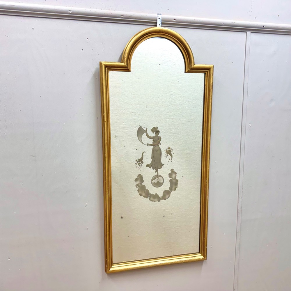 Neoclassical etched gilt pier mirror