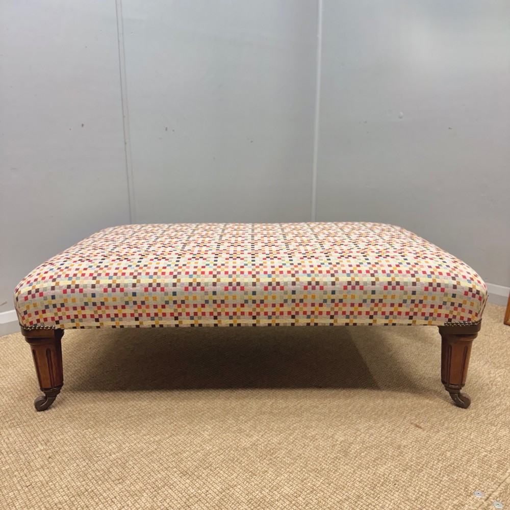 Large geometric footstool on castors View II