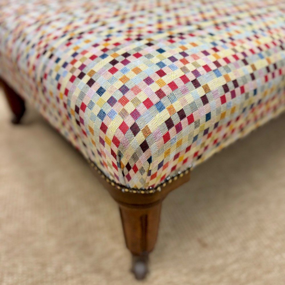 Large geometric footstool on castors View V