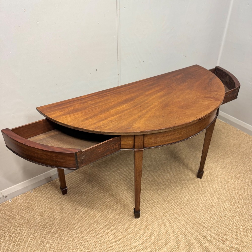 Georgian demi lune console table with 2 drawers View III
