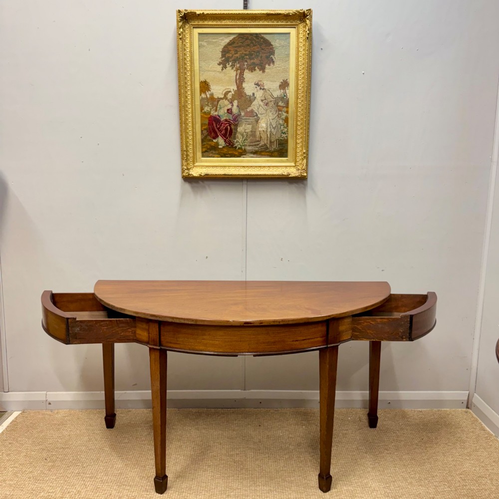 Georgian demi lune console table with 2 drawers View VI