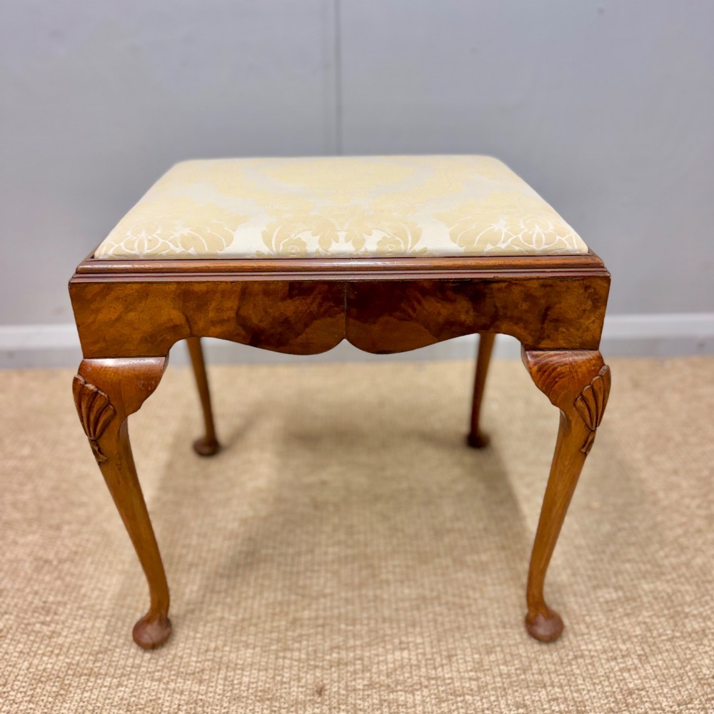 Queen Anne pad foot style walnut stool View II