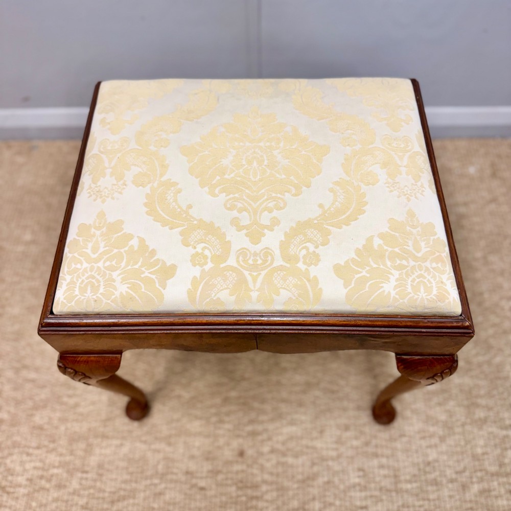 Queen Anne pad foot style walnut stool View IV