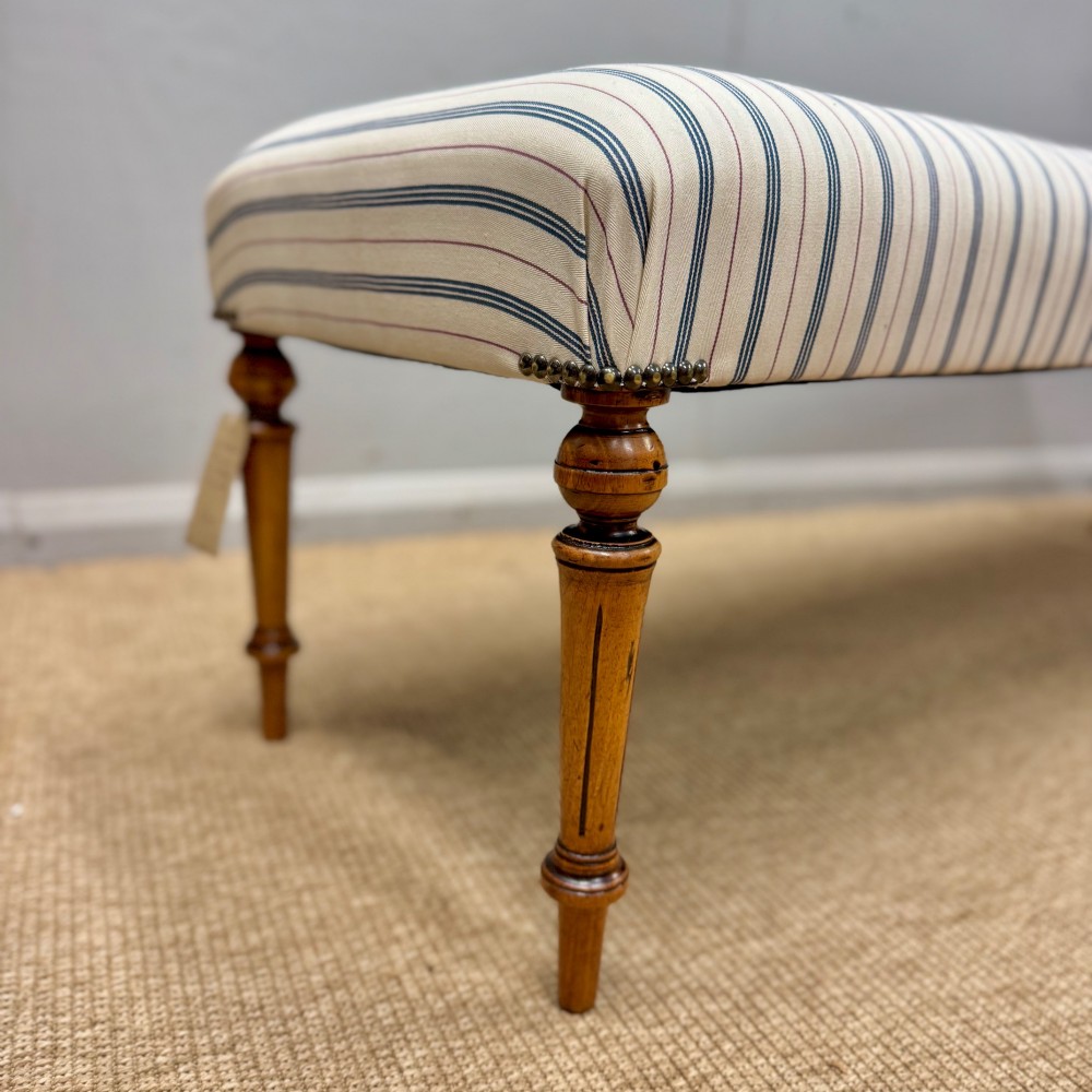 5 ft buttoned stool on walnut legs View III