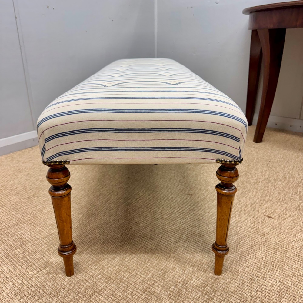 5 ft buttoned stool on walnut legs View IV