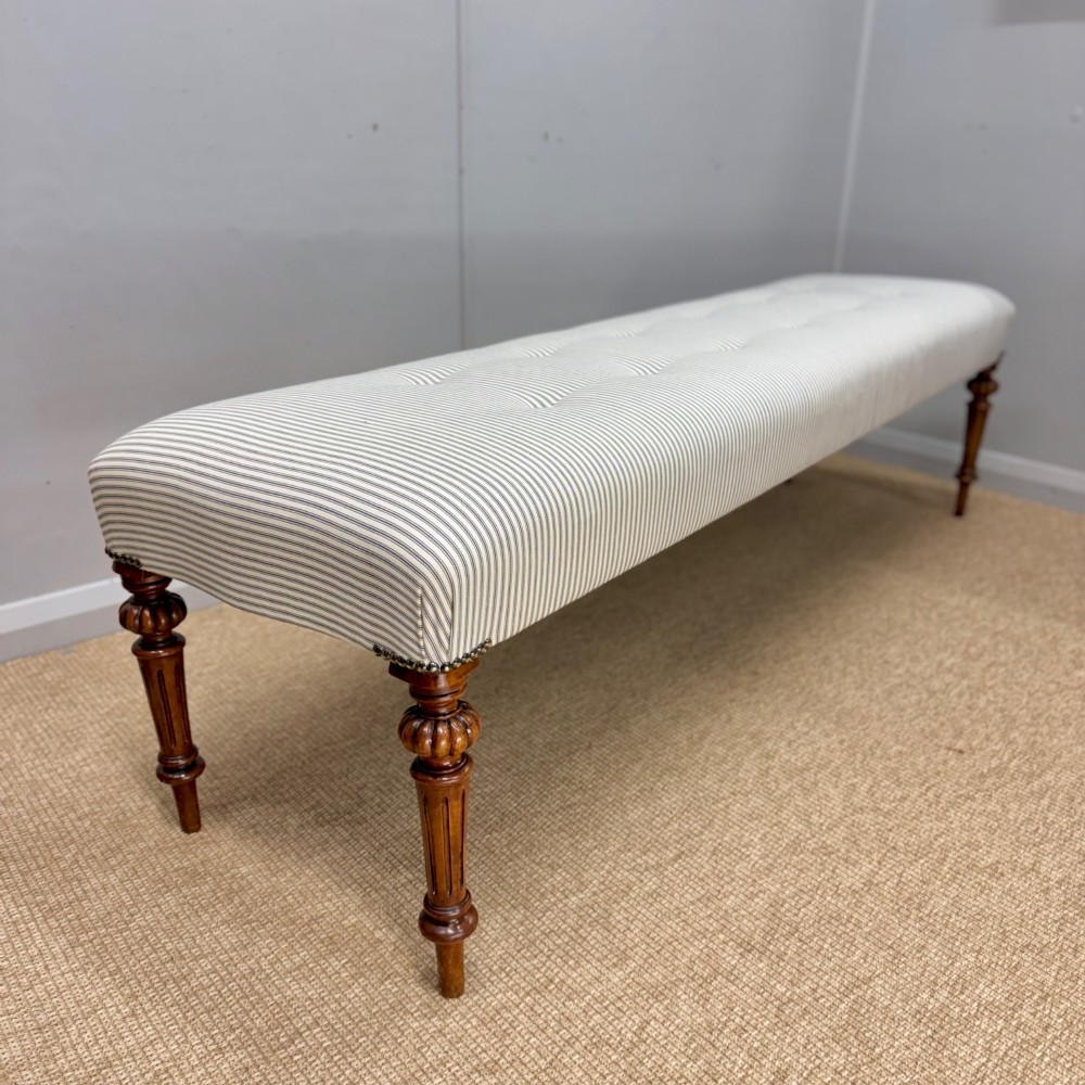 Pair of 19th century 6ft long buttoned stools View IV