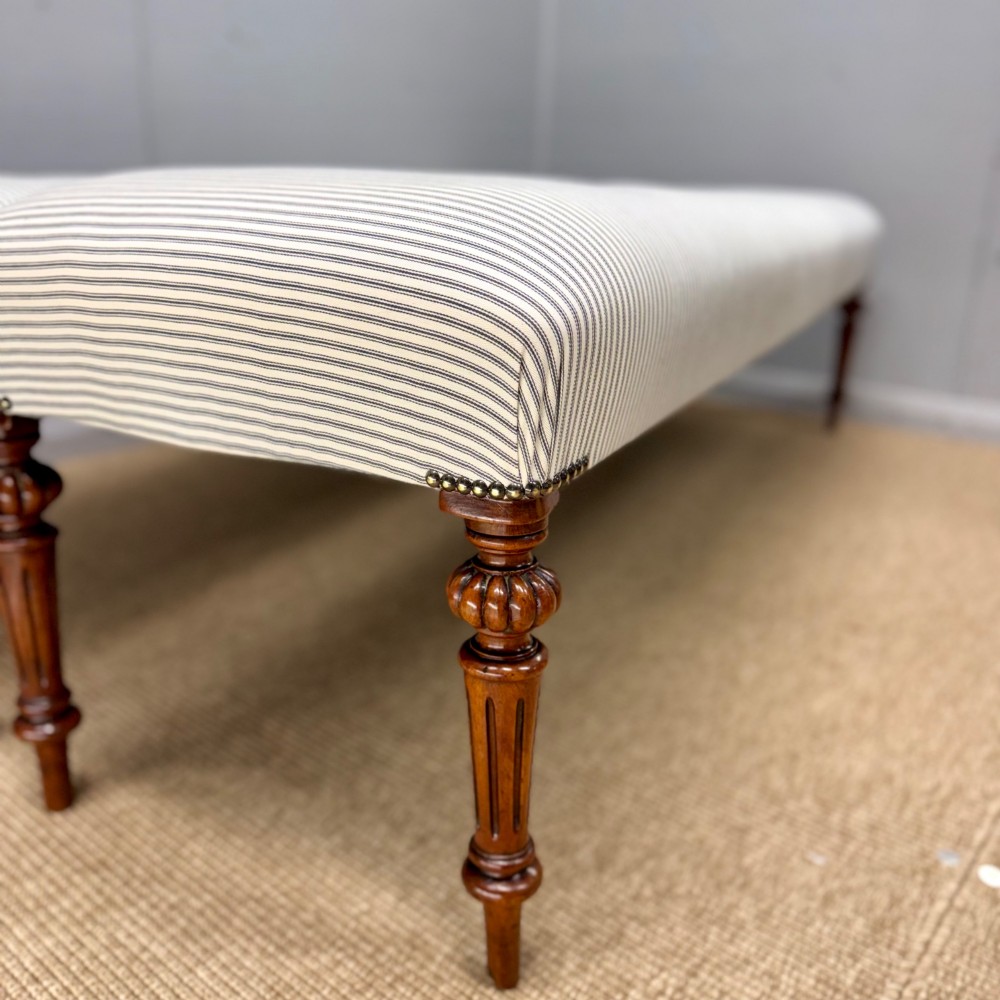 Pair of 19th century 6ft long buttoned stools View VI