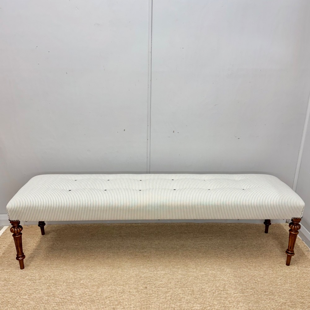 Pair of 19th century 6ft long buttoned stools View VII