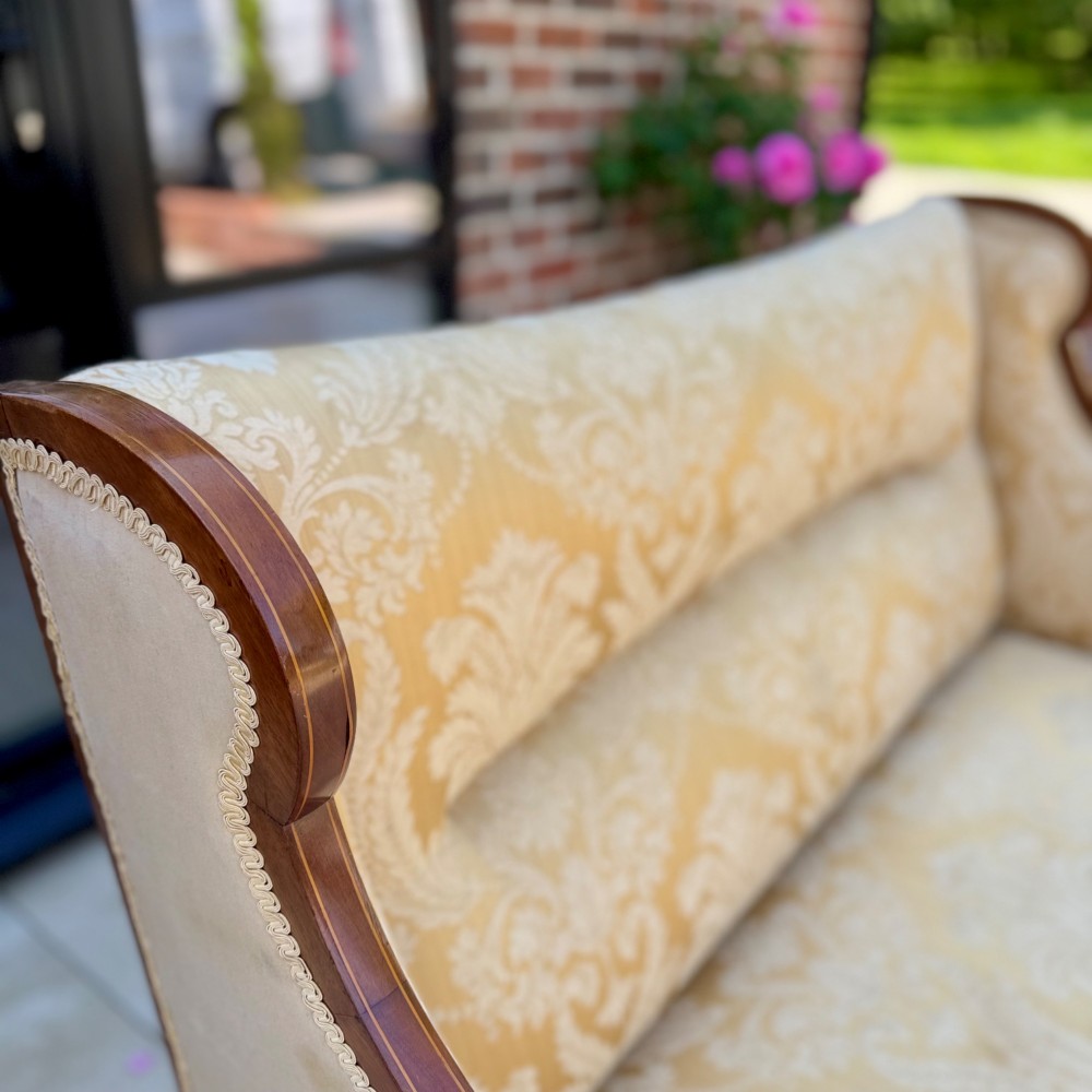 Quality Edwardian 2 seater inlaid wing sofa View III