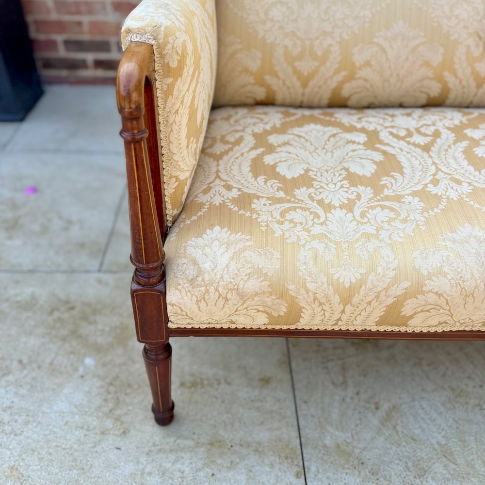 Quality Edwardian 2 seater inlaid wing sofa View IV