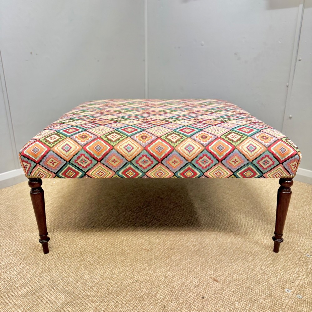 Large geometric upholstered footstool