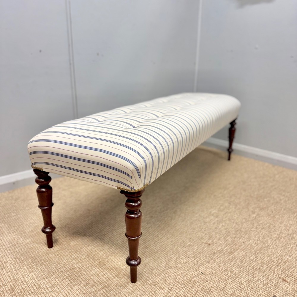 5ft long buttoned ticking long stool