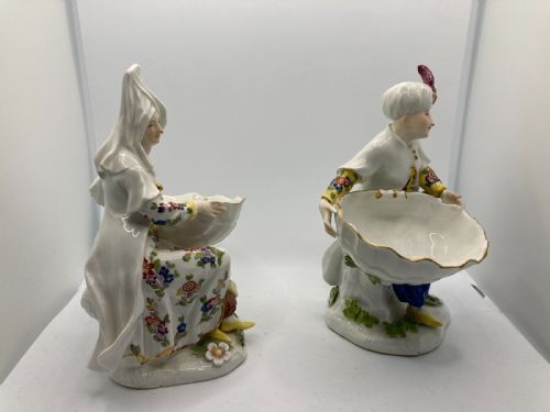 MEISSEN TURKISH PAIR HOLDING SWEETMEAT TABLE SALT BOWLS 18TH CENTURY - ADDITIONAL PHOTO 4
