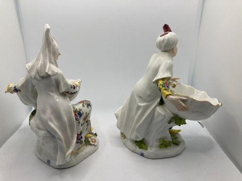 MEISSEN TURKISH PAIR HOLDING SWEETMEAT TABLE SALT BOWLS 18TH CENTURY - ADDITIONAL PHOTO 5