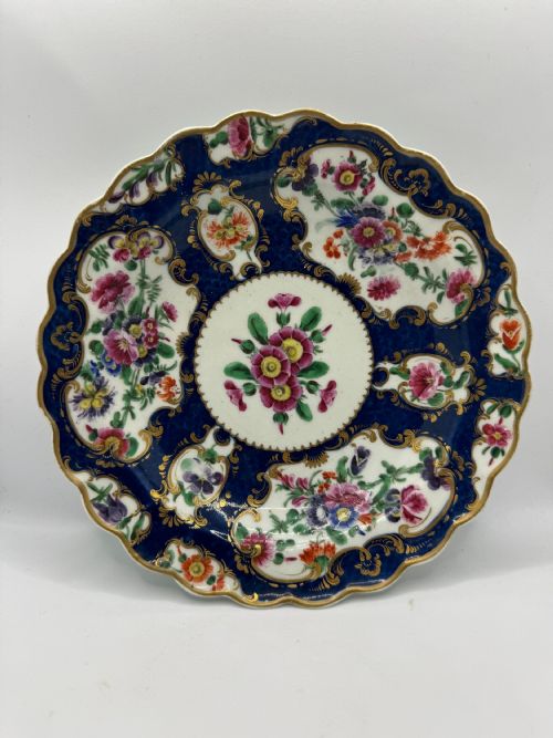 First Period Worcester Blue Scale Dessert Plate