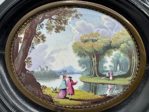 PAIR 18TH CENTURY ENAMEL OVAL PLAQUES - ADDITIONAL PHOTO 2