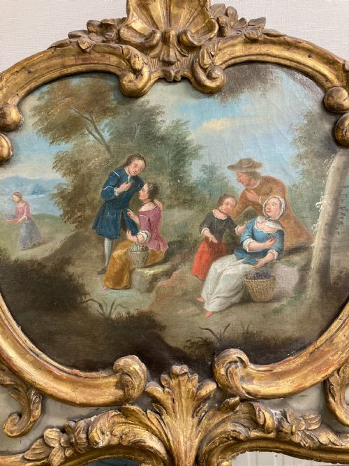 18TH CENTURY FRENCH PAINTED AND PARCELGILT TRUMEAU MIRROR - ADDITIONAL PHOTO 2