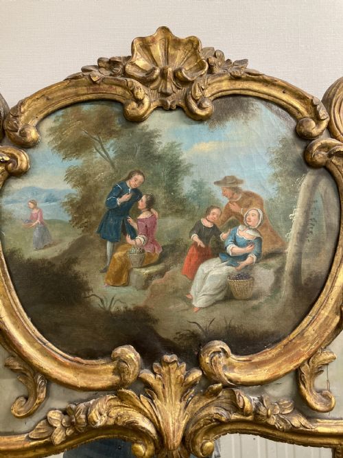18TH CENTURY FRENCH PAINTED AND PARCELGILT TRUMEAU MIRROR - ADDITIONAL PHOTO 3