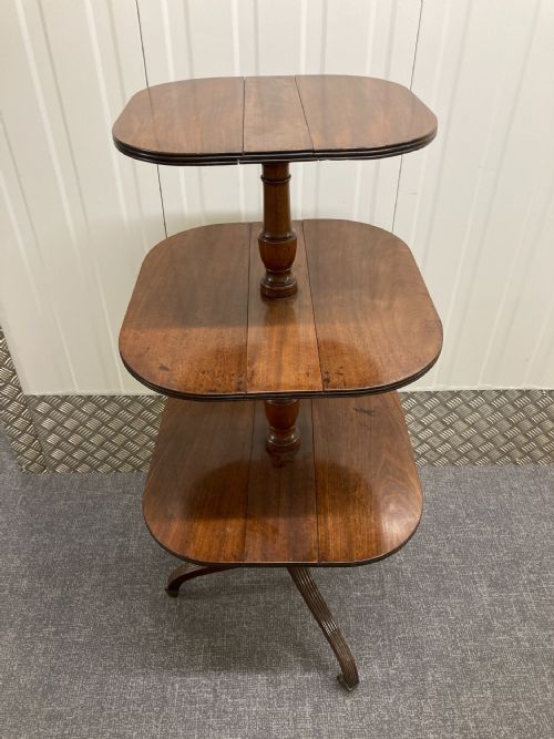 GEORGE III DUMBWAITER RECTANGULAR 3 TIER DROPLEAF - ADDITIONAL PHOTO 2