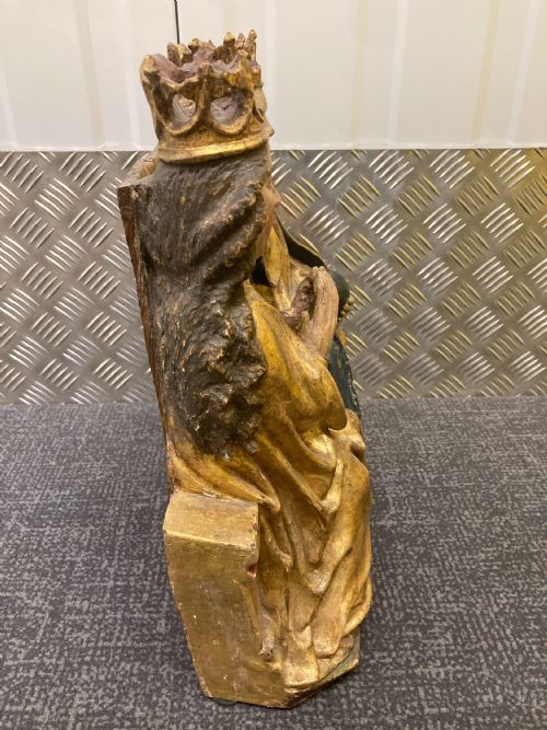 16TH CENTURY GILTWOOD AND POLYCHROME GROUP CARVING 'GOD AND MARY' - ADDITIONAL PHOTO 3