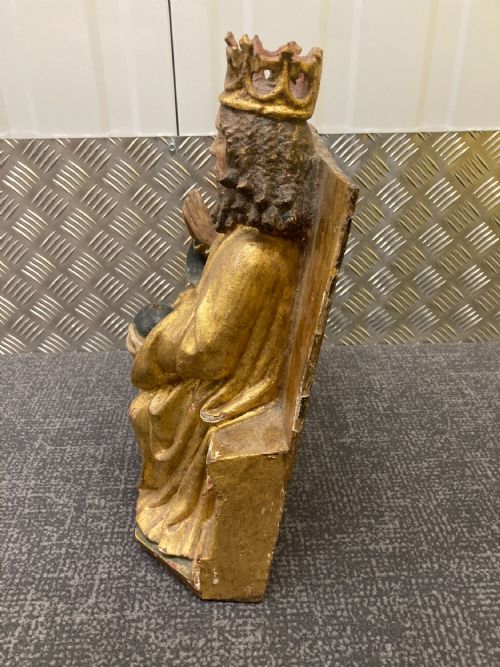 16TH CENTURY GILTWOOD AND POLYCHROME GROUP CARVING 'GOD AND MARY' - ADDITIONAL PHOTO 5